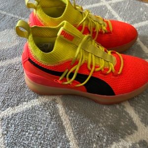 Orange and yellow boys puma sneakers size 6.5 gently worn